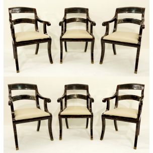 Ensemble de 6 fauteuils vintage maitland-smith USA 1980s