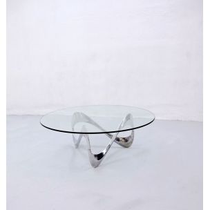 Vintage Snake coffee table for Ronald Schmitt in glass and aluminium