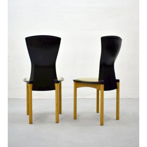 Vintage chair for Cassina in black plastic and wood 1980