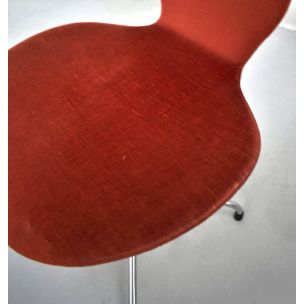 Vintage Lyre chair by Häberli in red fabric and metal 1960