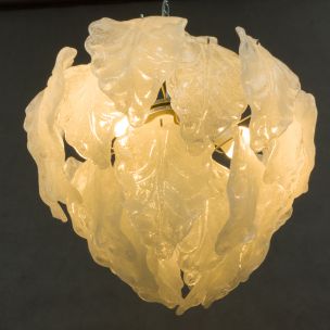 Vintage chandelier Murano frosted glass Italy 1970s