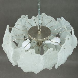 Vintage chandelier Murano frosted glass Italy 1970s