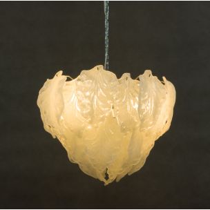 Vintage chandelier Murano frosted glass Italy 1970s