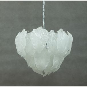 Vintage chandelier Murano frosted glass Italy 1970s