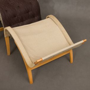 Vintage lounge chair & footstool Pernilla by Bruno Mathsson 1969