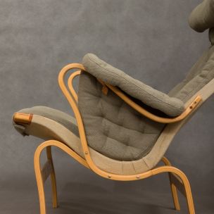 Vintage lounge chair & footstool Pernilla by Bruno Mathsson 1969