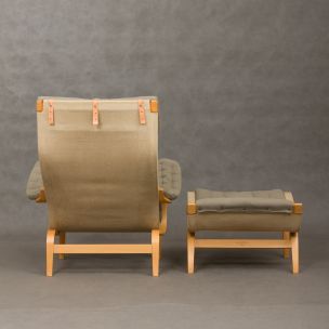 Vintage lounge chair & footstool Pernilla by Bruno Mathsson 1969