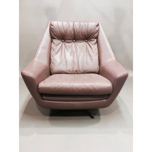 Vintage armchair in leather swivel Scandinavian design 1950