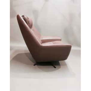 Vintage armchair in leather swivel Scandinavian design 1950