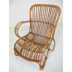 Vintage Wicker Easy Lounge Chair by Rohé Noordwolde, 1960s