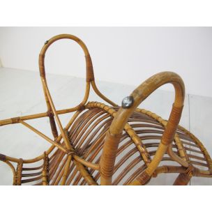 Vintage Wicker Easy Lounge Chair by Rohé Noordwolde, 1960s