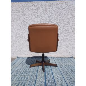 Fauteuil de bureau vintage en teck scandinave années 70