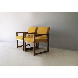 Set of 4 vintage armchairs in oak France 1960s