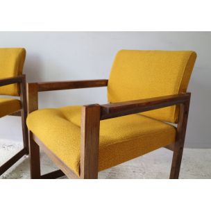 Ensemble de 4 fauteuils vintage en chêne France des années 1960