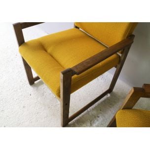 Set of 4 vintage armchairs in oak France 1960s