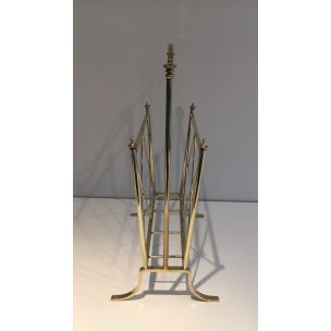 Vintage Neoclassical brass magazine rack, 1940