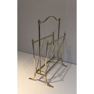 Vintage Neoclassical brass magazine rack, 1940