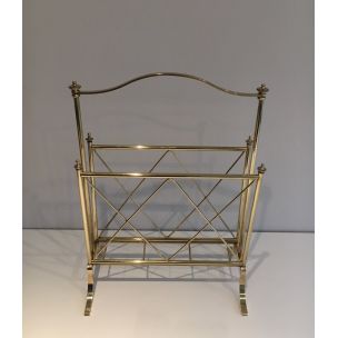 Vintage Neoclassical brass magazine rack, 1940