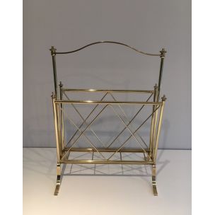 Vintage Neoclassical brass magazine rack, 1940