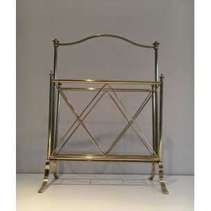 Vintage Neoclassical brass magazine rack, 1940