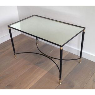 Vintage brass and lacquered metal coffee table, 1950