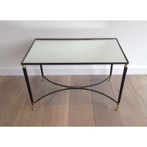 Vintage brass and lacquered metal coffee table, 1950