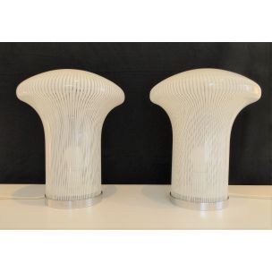 Paire de lampes de table vintage "champignon"par Mario Ticcò pour Venini,1970