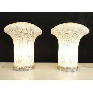Paire de lampes de table vintage "champignon"par Mario Ticcò pour Venini,1970
