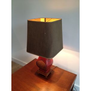 Vintage-Lampe aus rotem und goldenem Lack, Frankreich 1960