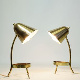 Pair of vintage french lamps in brass 1950