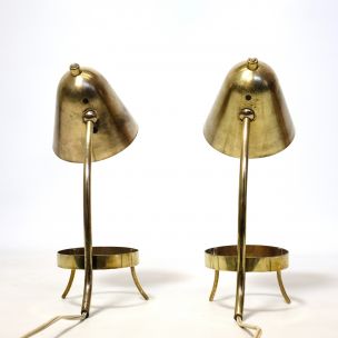 Pair of vintage french lamps in brass 1950