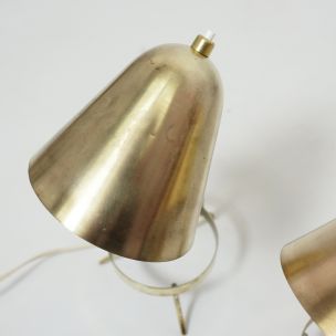 Pair of vintage french lamps in brass 1950