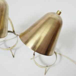 Pair of vintage french lamps in brass 1950