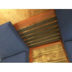 Vintage sofa for De Ster Gelderland in blue fabric and rosewood 1960