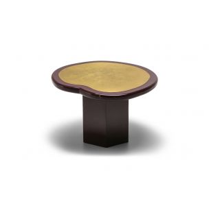 Vintage burgundy lacquered side table in brass 1970