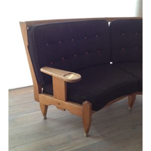 French vintage sofa in wool and wood 1960