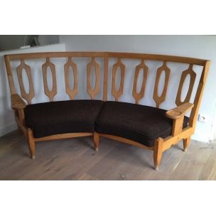 French vintage sofa in wool and wood 1960