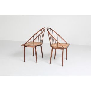 Set of 6 vintage Curva chairs by Tenreiro in wood 1960