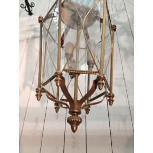 Vintage brass and glass lantern, France 1960