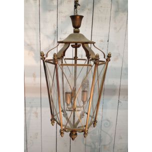 Vintage brass and glass lantern, France 1960