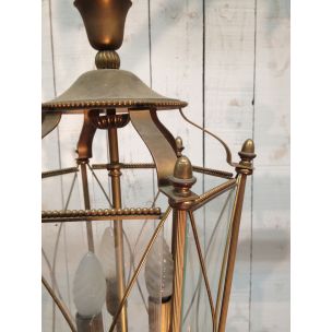 Vintage brass and glass lantern, France 1960