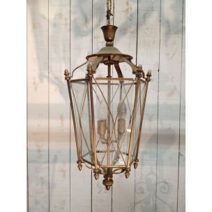 Vintage brass and glass lantern, France 1960