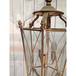 Vintage brass and glass lantern, France 1960