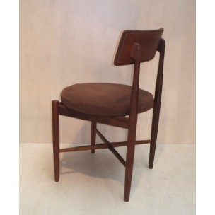 Set of 6 dining chairs in massif teak and wool, Victor B WILKINS - 1960s