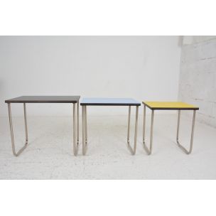 Vintage french nesting tables in melaminate and metal 1950