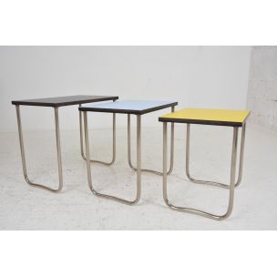 Vintage french nesting tables in melaminate and metal 1950