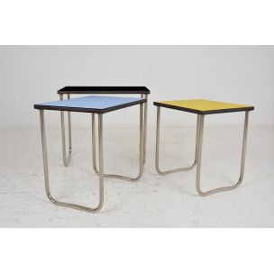 Vintage french nesting tables in melaminate and metal 1950