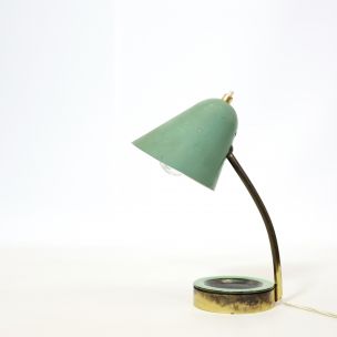 Vintage green lamp and with ceramic tidy 1950