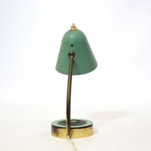 Vintage green lamp and with ceramic tidy 1950