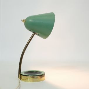 Vintage green lamp and with ceramic tidy 1950